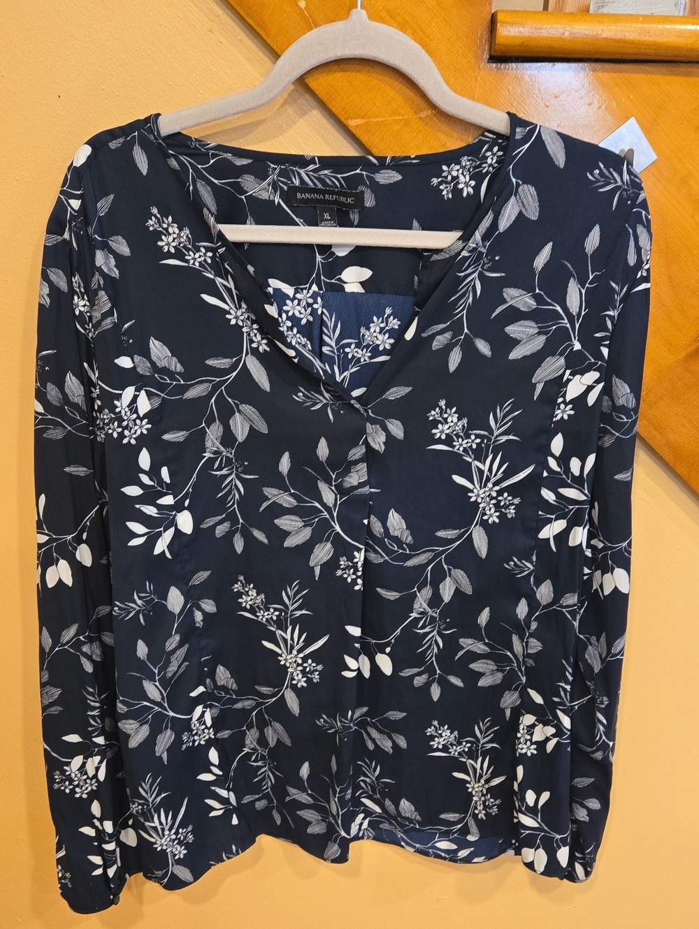 Banana Republic Navy and White Floral Top
